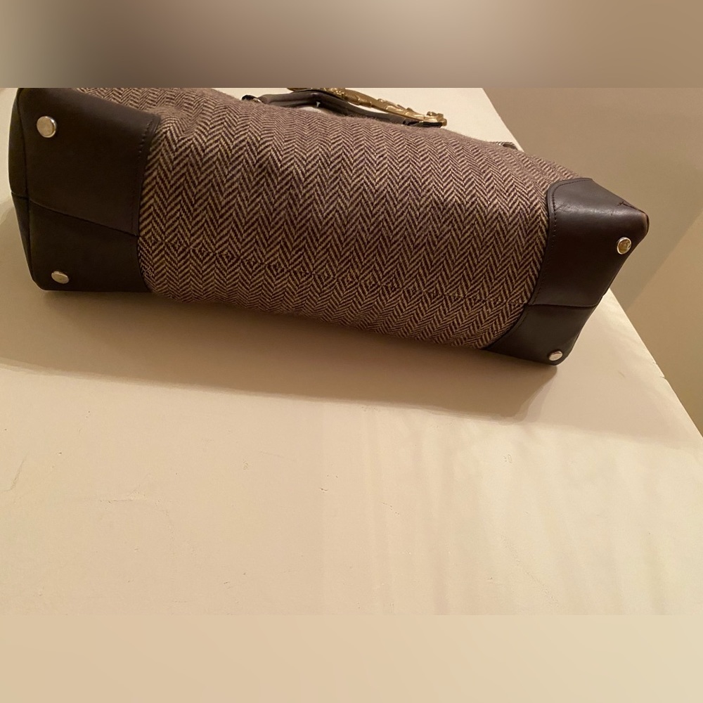 Tumi wool & leather spacious brown bag with a lot of compartments & pockets NWT - Picture 5 of 16